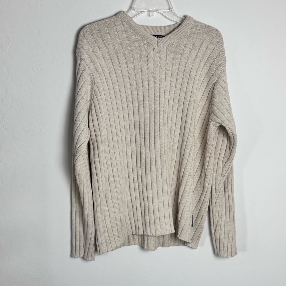 Chaps Ralph Lauren Men’s cotton Beige cable Knit Sweater size‎ M - Picture 2 of 8